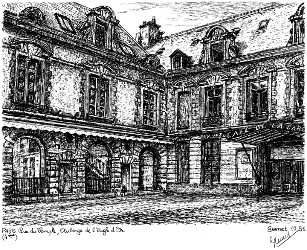 Paris Right Bank - Rue du Temple, Auberge de l'Aigle d'Or