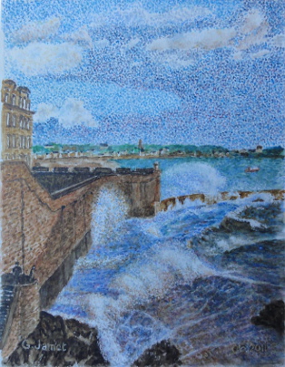 Saint-Malo - Vagues sur les remparts